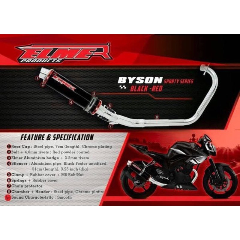 KNALPOT RACING ELMER YAMAHA BYSON ORI