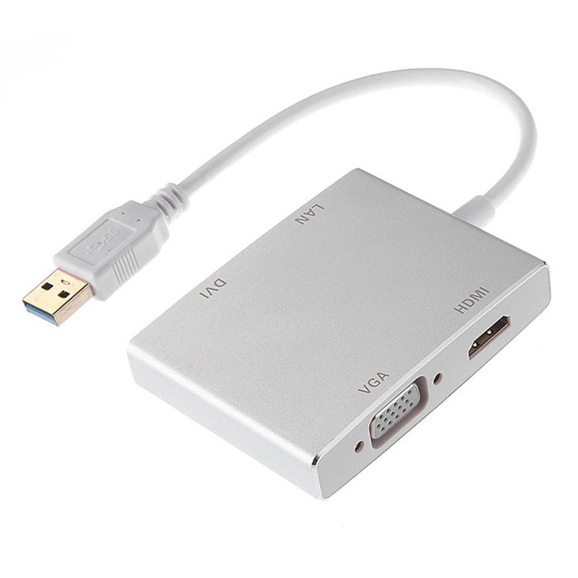 USB 3.0 TO HDTV(hdmi)+VGA+DVI+LAN (RJ45) Converter Adaptor 4in1