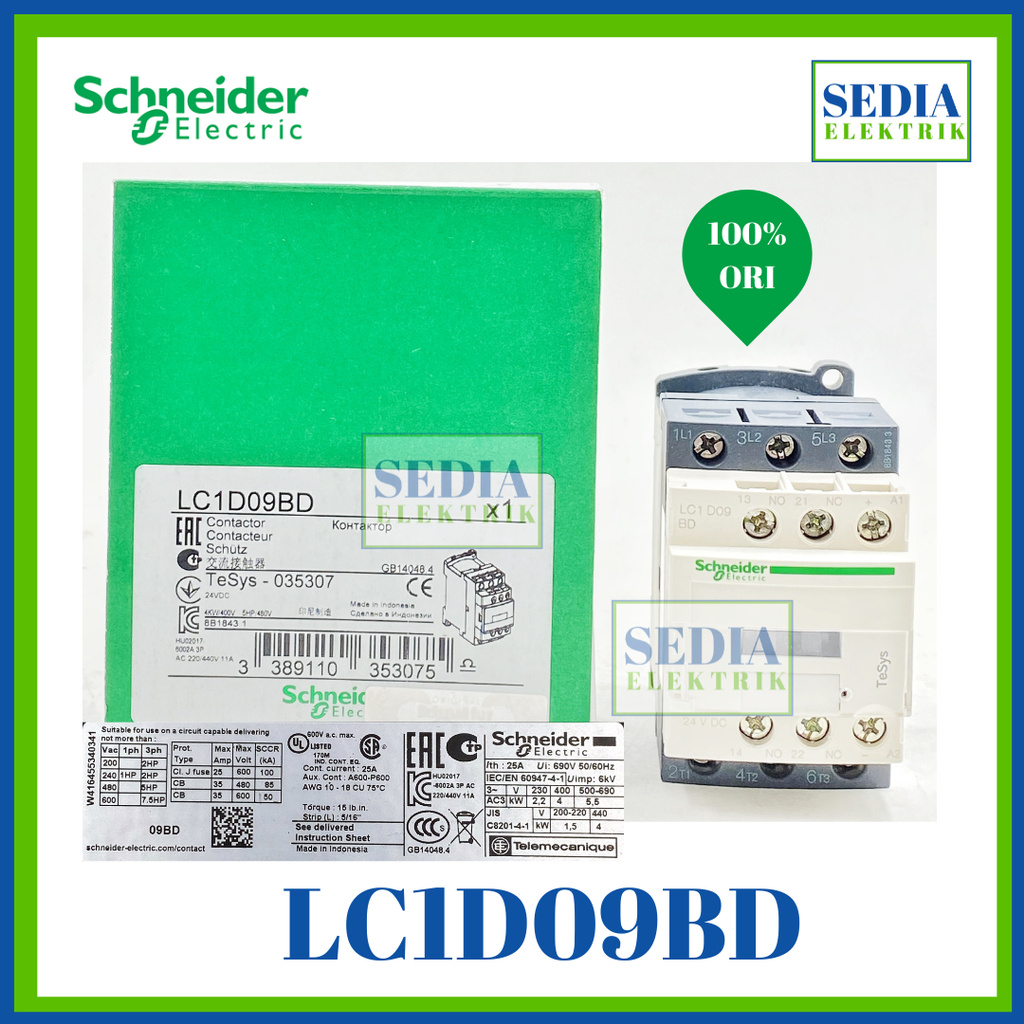 KONTAKTOR SCHNEIDER LC1D09BD LC1-D09BD LC1 D09BD D09 BD