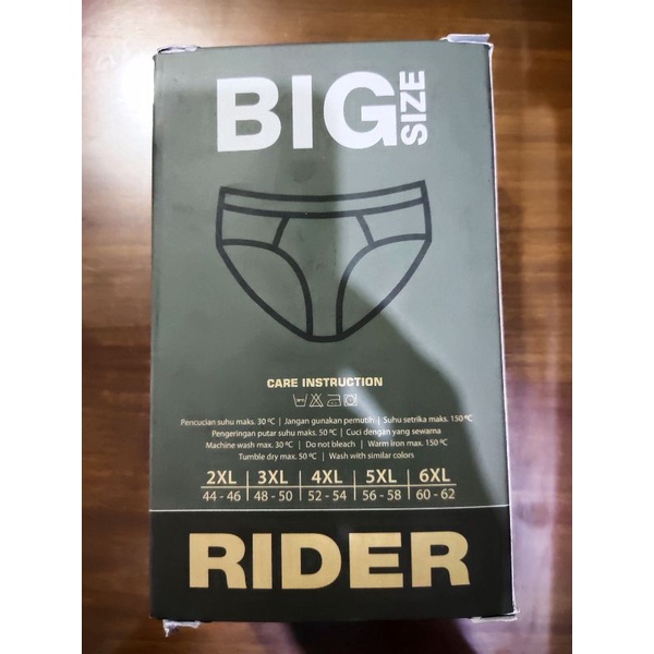 CELANA DALAM PRIA RIDER 326 BIG SIZE + 1 MASKER BAGUS CD PRIA RIDER JUMBO 2XL- 3XL -4XL -5XL -=6XL, 1 PACK ISI 3 PCS