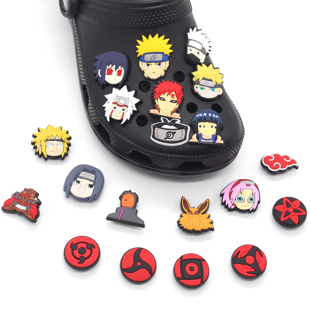 New Hot 1pcs crocs Sandal accessories Pin Naruto Motif Kartun anime Jibbitz gadis decorate shoe charms Hadiah  Bahan DIY untuk menghias sepatu