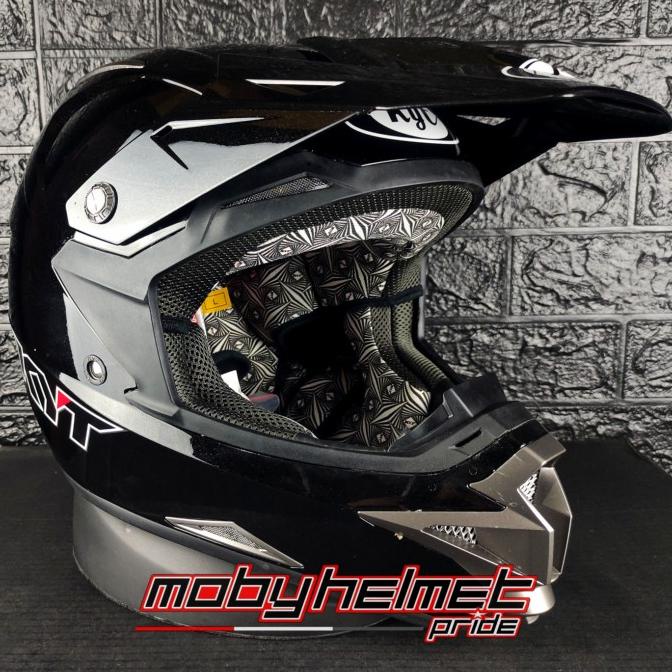 Jual HELM KYT CROSS OVER MOTOCROSS SUPERMOTO BLACK METALLIC NGBH551ZX