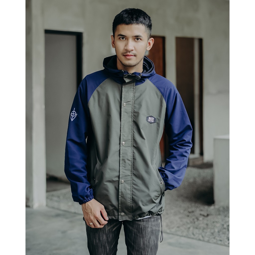 SALVIOHEXIA Jaket Casual Jaket Parasut Pria Hijau Navy