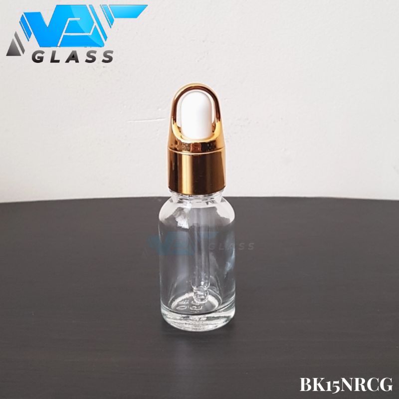 botol kaca pipet 15ml bening ring gold