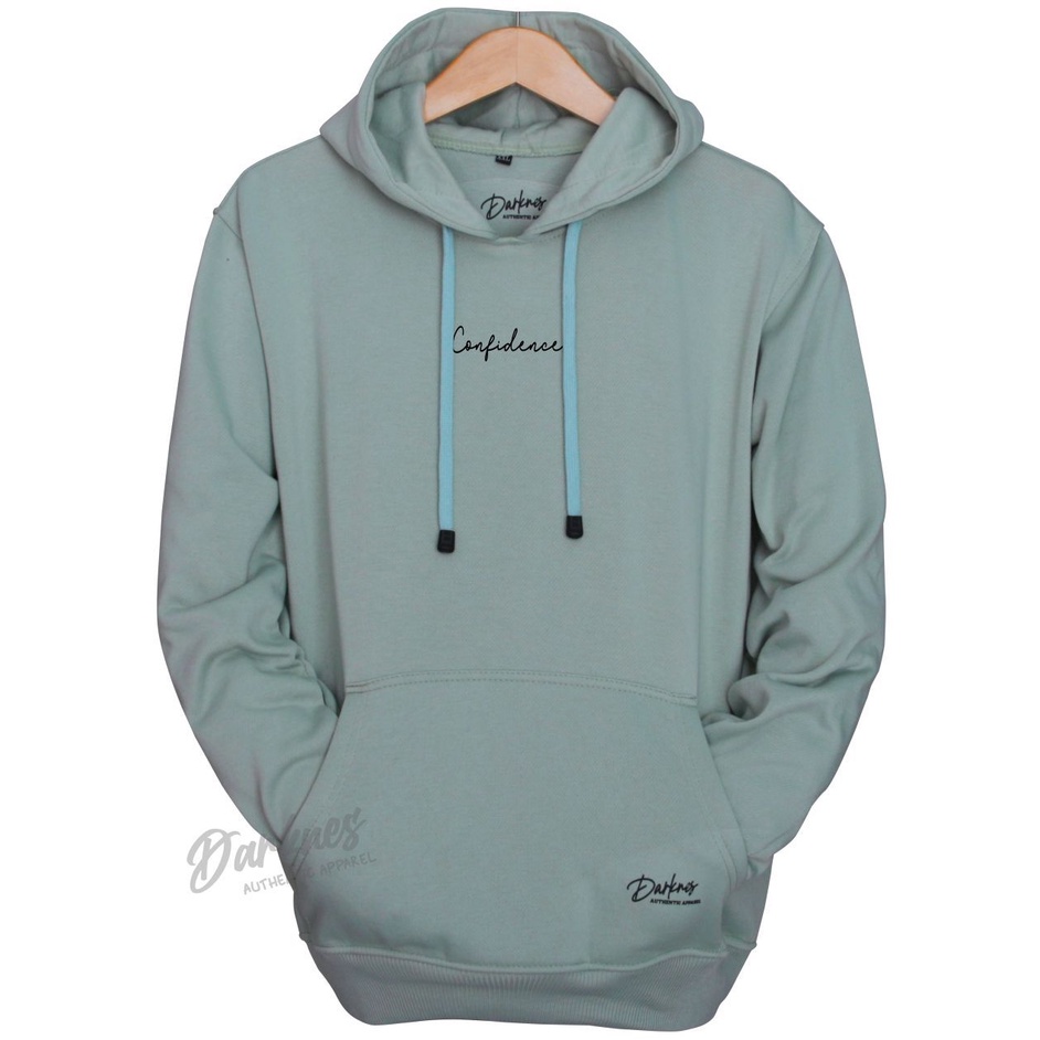 Sweater Hoodie Pria Cod Aesthetic List CONFIDENCE Warna Hijau Mint Original Darkness Brand Distro Kota Bandung Terbaru Terpopuler Dan Terlaris Oversize Unisex Sweater Hoodie