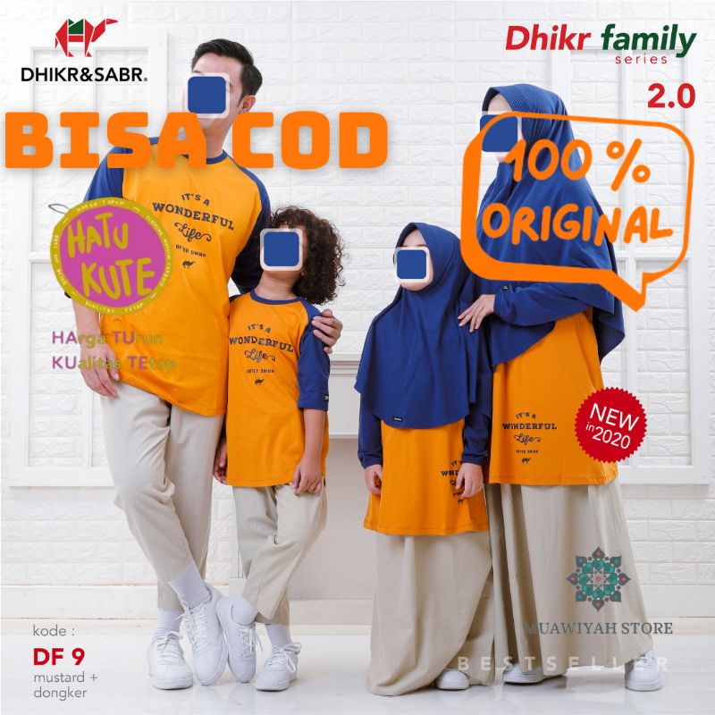 Diskon Kaos Couple Family Dhikr And Sabr DF 9 Mustard And Dongker