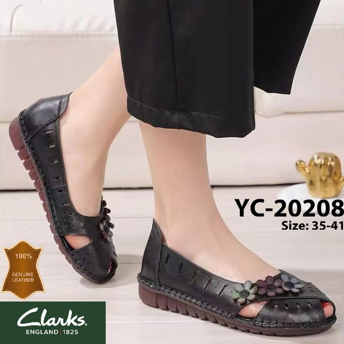 Clarks YC20208 myosotis flowers leather flat