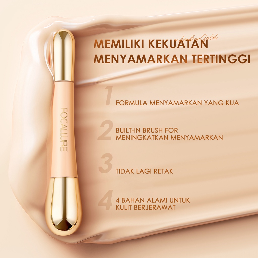 FOCALLURE #AmberGold High Coverage Skin-Like Concealer Lightweight Long-Lasting No Creasing Waterproof Concealer Tool In 1