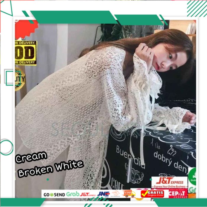 Paling murah OUTER LACE NAOMI / CARDIGAN LACE BOHEMIAN BEACH / AGHNIA OUTER - Cream 100%