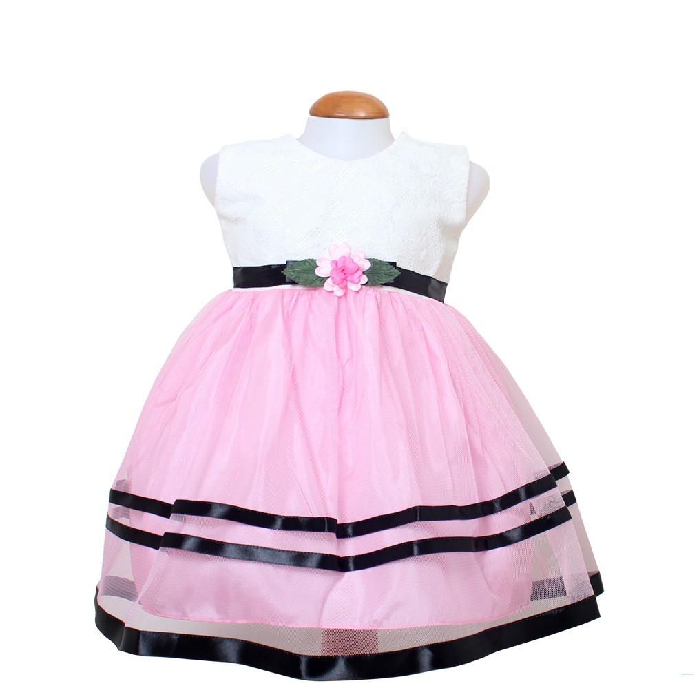 Dress Kids Cutie/Baju Terusan Casual Dress Brukat Anak 1-3thn Tanpa Lengan/Gaun Pesta Anak Murah