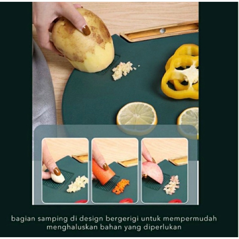 TALENAN BULAT 2IN1 ANTI JAMUR ANTI SLIP / CUTTING BOARD PREMIUM BAHAN PE ANS0131