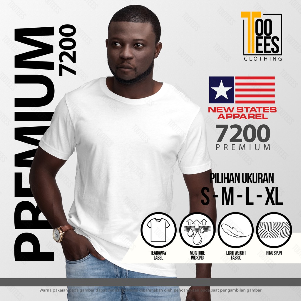 Kaos Polos NEW STATES APPAREL (NSA) 7200 PREMIUM MURAH S M L XL