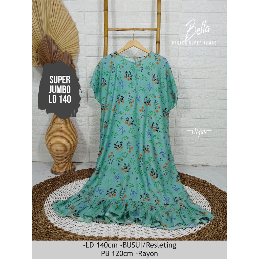 LD 140cm (40 Motif) Daster SUPER JUMBO dan Daster Kaftan LD 150cm Ruffle (Part 1) Daster Rempel JUMBO Daster Viral-Bella Hijau