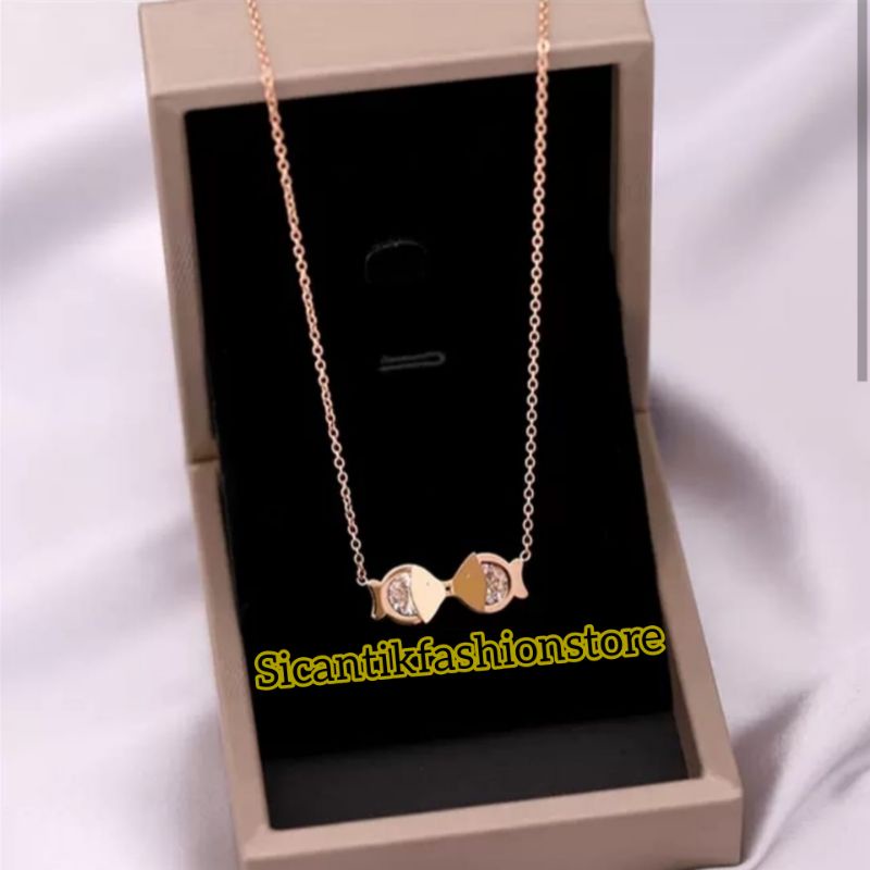 Kalung Wanita Rose Gold Kalung Titanium Wanita Terlaris Anti Karat Perhiasan Wanita Terlaris Elegan