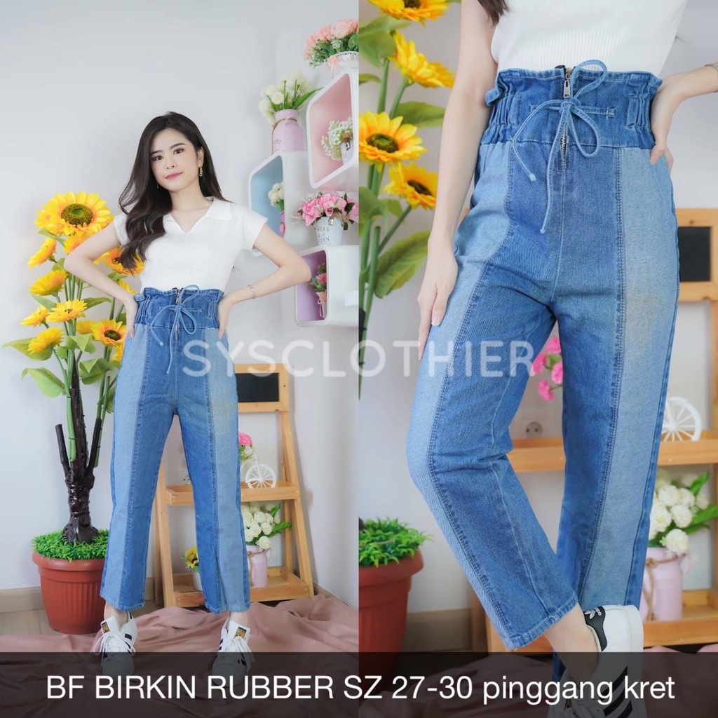 CELANA JEANS WANITA BF BIRKIN RUBBER