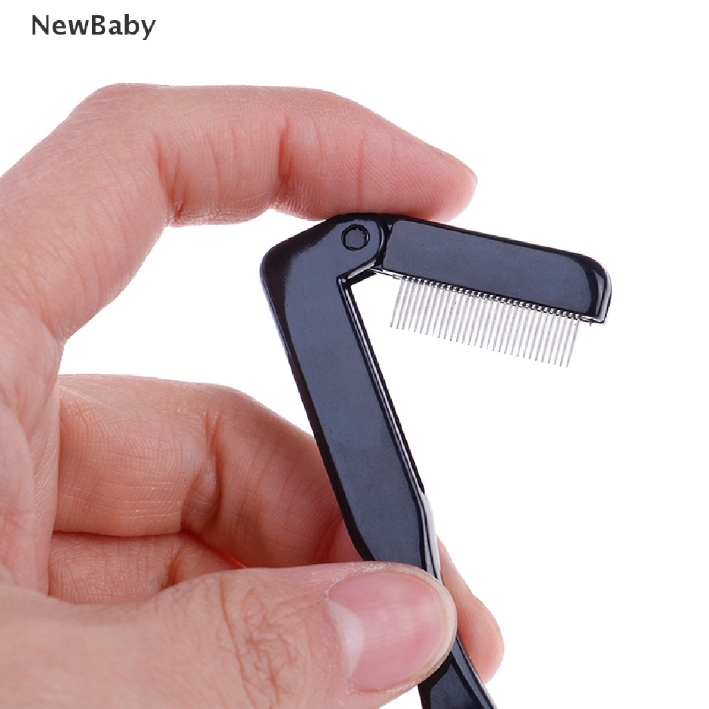 NewBaby Foldable eyelash comb metal eyebrow brush tool mascara separator lash curl black ID