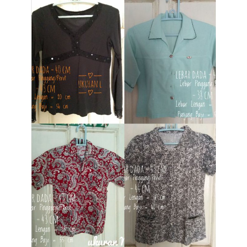 [PRELOVED] Aneka Kemeja Atasan Baju Wanita Batik Hitam Merah Hijau Muda
