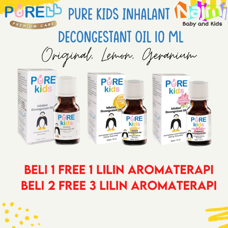 Pure kids Inhalant Decongestant oil 10ml (original, geranium, lemon)