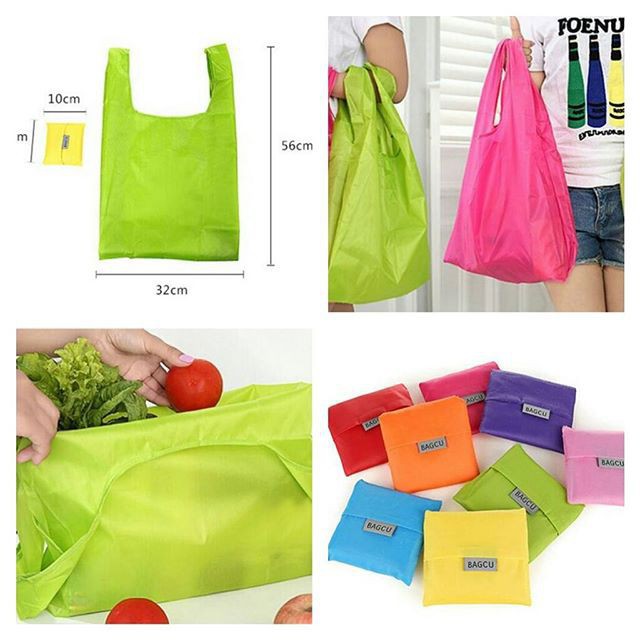 (HARGA PROMO) Bagcu Shopping Bag / Kantong Belanja Lipat Berwarna Random