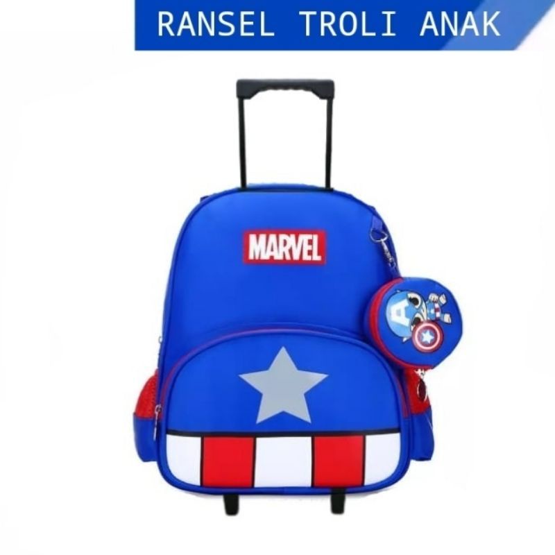 tas troli dorong anak laki laki spiderman tas anak rangsel troli tk sd dan paud