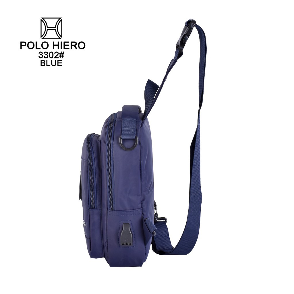 Tas Selempang Polo Hiero 3302 Tas Dada,Tas Slingbag,Ransel Selempang 3IN1 (Free Extension Kabel USB)