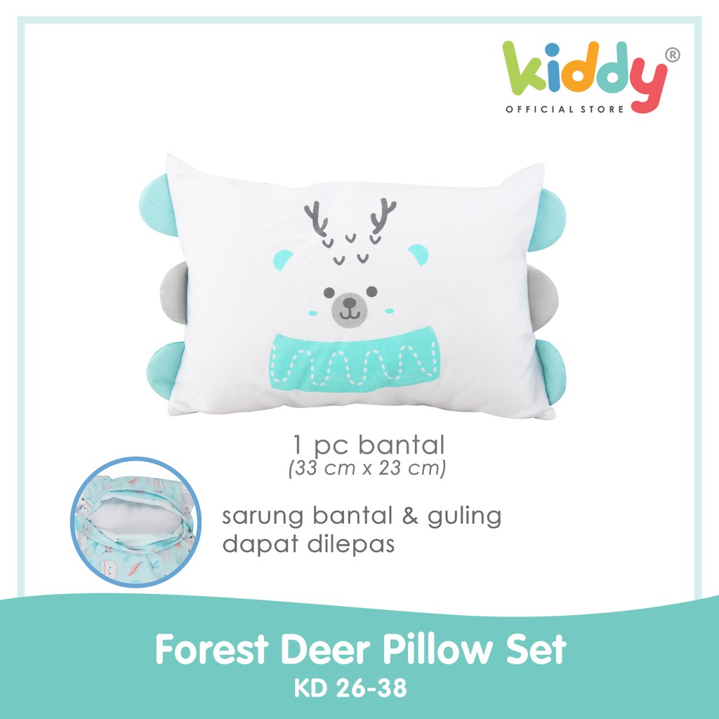 Kiddy Set Bantal Dan Guling Bayi Motif Forest Deer / Baby Pillow Set 26038