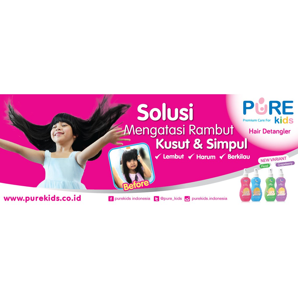 Pure Kids HAIR DETANGLER 200ml Spray Rambut Anak Anti Kusut 200 ml