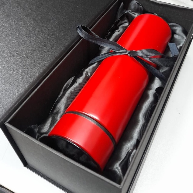 Thumbler suhu /termos suhu spesial gift /kado box hitam free papperbag
