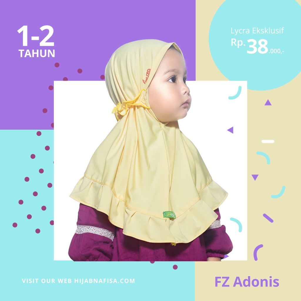 Hijab Kids Adonis - Jilbab Anak - Jilbab Usia 1-2 - Tahun - Jilbab Terlucu