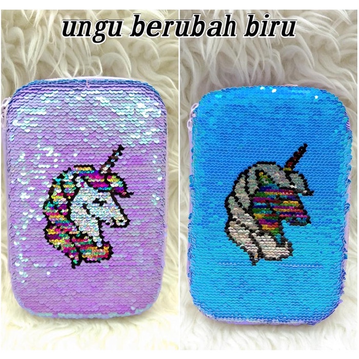

(BISA COD) Tempat Pensil Sequin Unicorn / Pencil Case Sequin Unicorn - Ungu