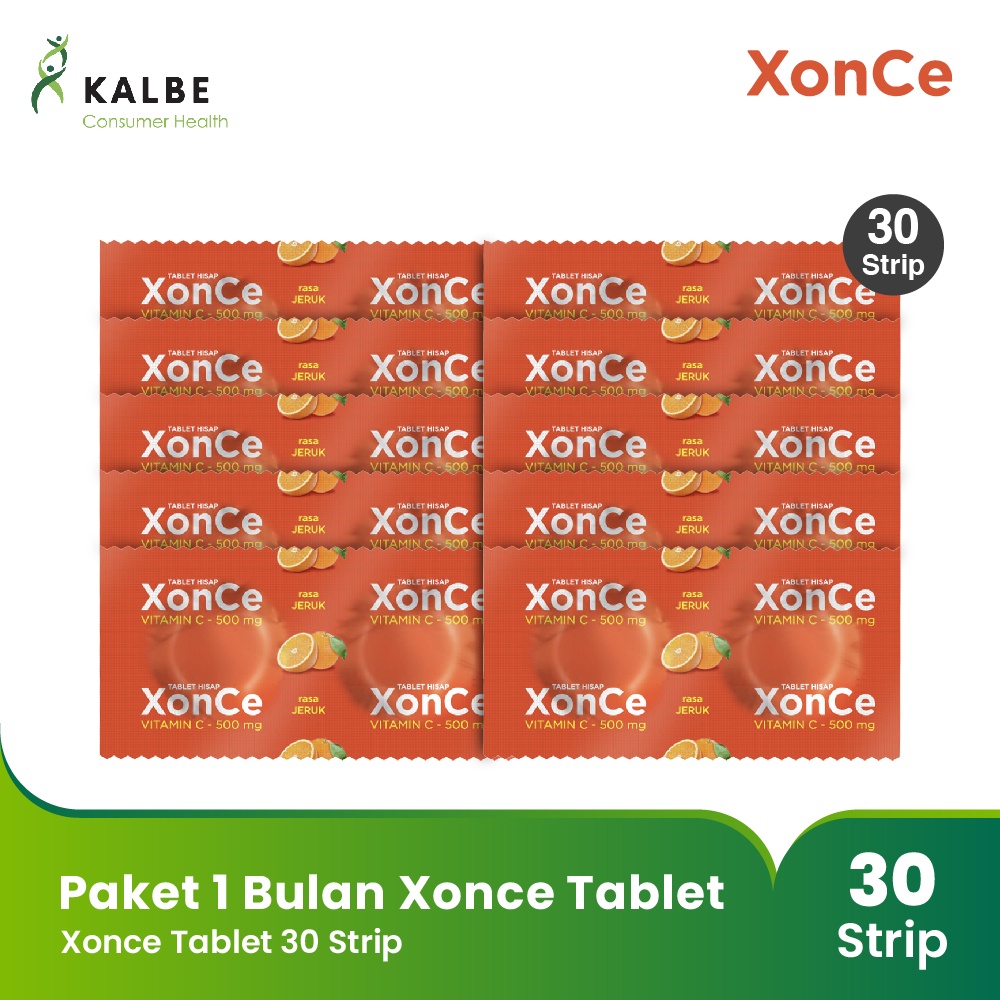 Xonce Tablet Hisap Vitamin C  500mg - Paket 1 Bulan 30 Strip