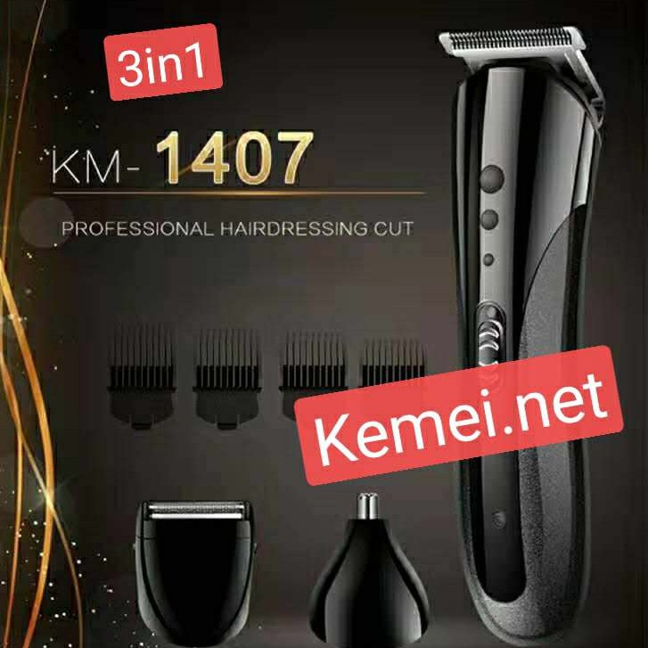 clipper kemei km 1407 3 in 1 mesin cukur rambut kemei  kepala pisau cukur kemei km 1407