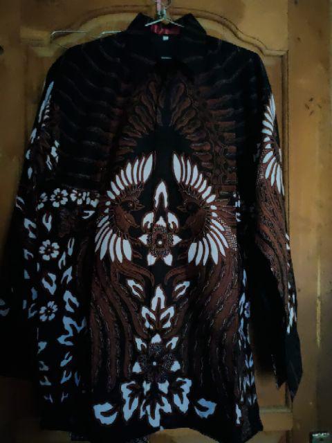 Batik Solo Jambul Putih Kemeja Pria Katun Halus Sragenan Full Furing