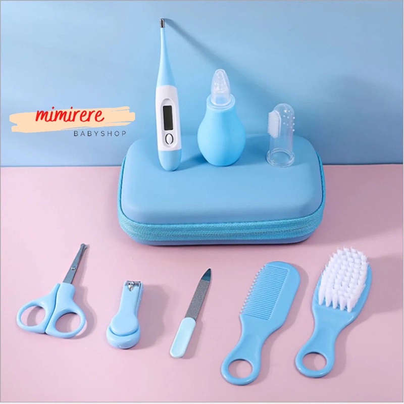 Baby Manicure Set 8in1 ｜ Perlengkapan perawatan Bayi Termometer Gunting Kuku Sisir isi 8