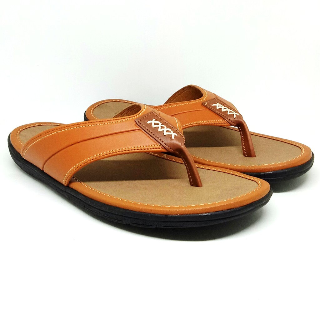 FIURI - Sandal Pria Dewasa Japit Coklat - Sendal Jepit Casual Kulit Selop Cowok Laki-Laki