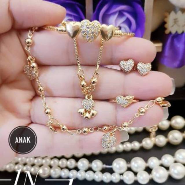 Xuping set perhiasan anak lapis emas 18k 1903i