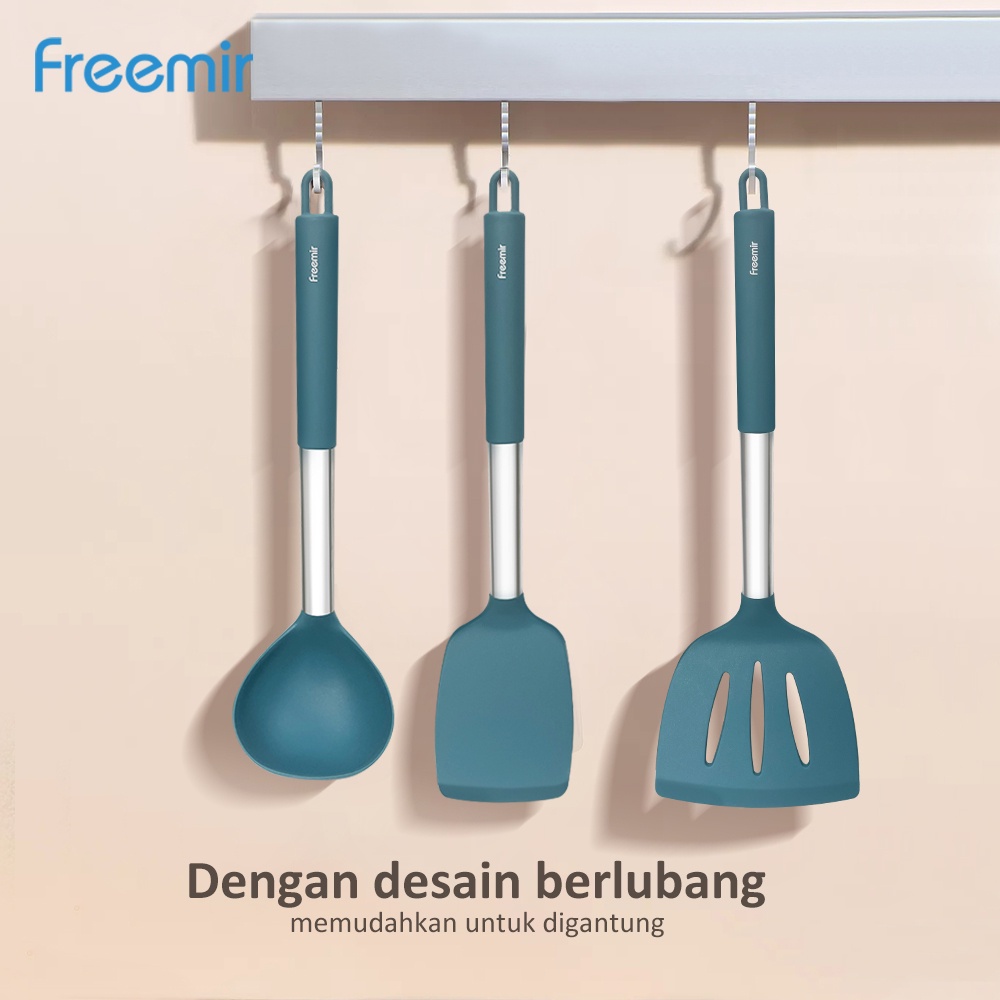 freemir Sendok Spatula Silikon Sutil menggoreng menumis warna Biru