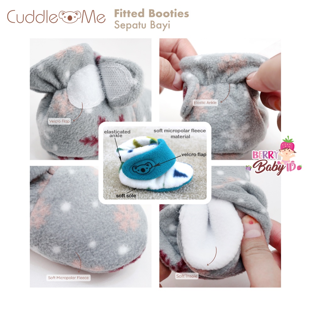 Cuddle Me Prewalker Sepatu Bayi Baby Fitted Booties Lucu dengan Velcro Berry Mart