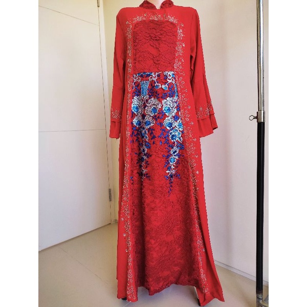 Baju / Gamis Brokat Bordir Bunga Timbul | Ozias | Gamis Pesta | Dress / Gamis Brokat Terbaru