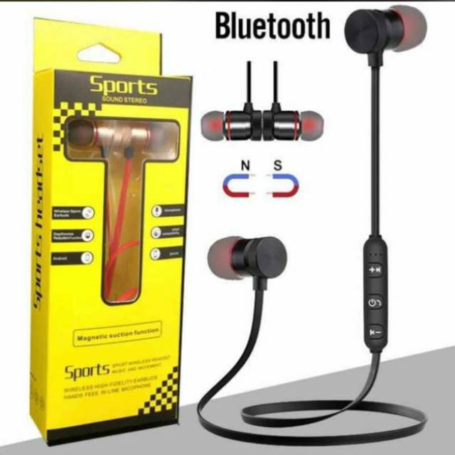 READY MAGNETIC BLUETOOTH SPORT HANDSFREE EXTRA BASS HEADSET MAGNET EARPHONE BERKWALITAS HQ