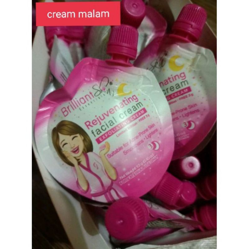 Brilliant Skin NIGTCREAM EXFOLATING CREM REJUVENATING (krim malam) 13gr reffil