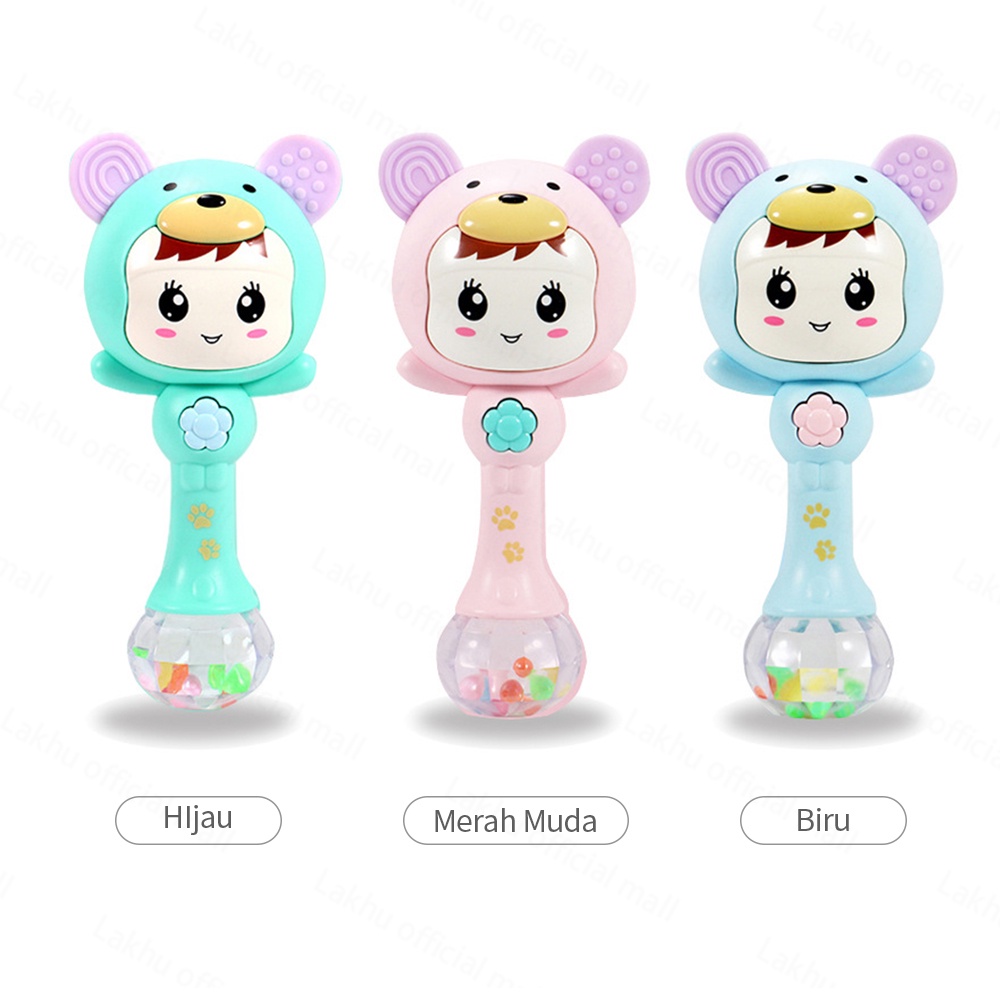 Lakhu mainan rattle bayi/Mainan Bayi Tongkat Rattle + Teether+ Musik + Lampu Kelap Kelip