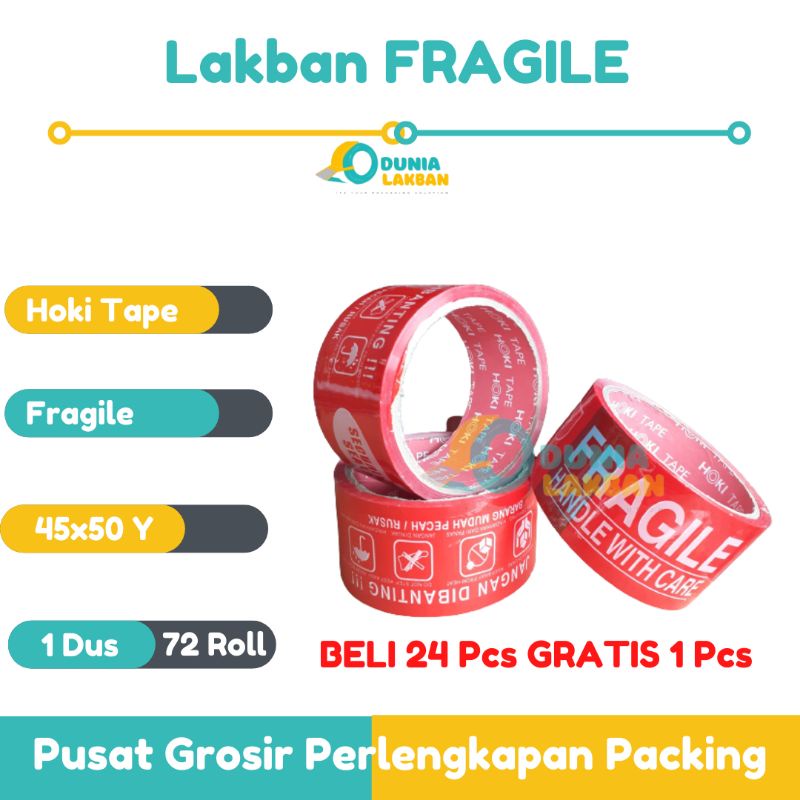 

Lakban Fragile 48mm x 50 yard merah