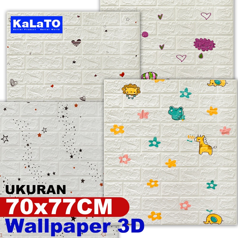 (KaLaTO) Wallpaper dinding 3d motif gambar wallfoam Dekorasi Kamar murah 70x77cm-3