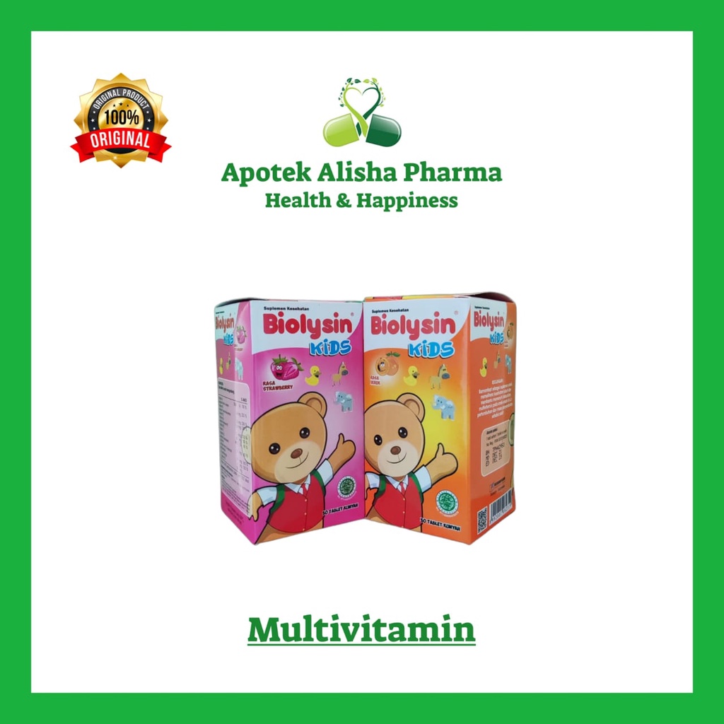 Biolysin Kids Botol 30tablet-Biolysin Tablet Hisap Multivitamin Tumbuh Kembang/Nafsu Makan Anak/Biolisin Kids Tablet Hisap