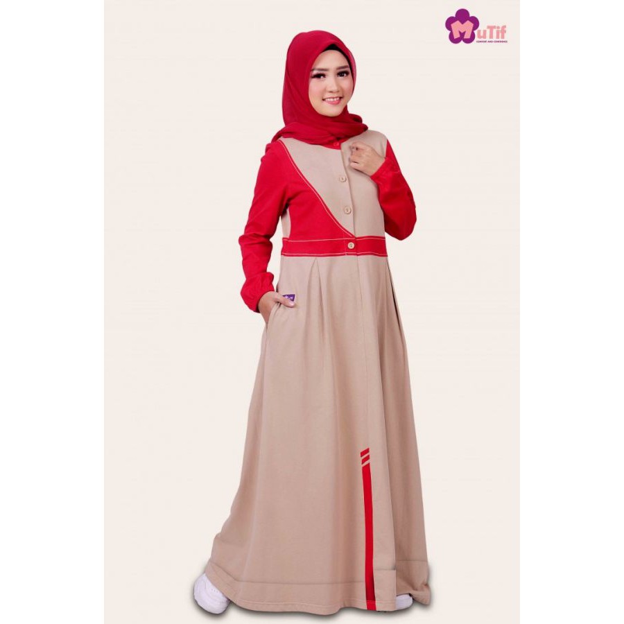 GAMIS DEWASA MUTIF M 169 KHAKY PINK BAHAN COTTON COMBED ORIGINAL MUTIF