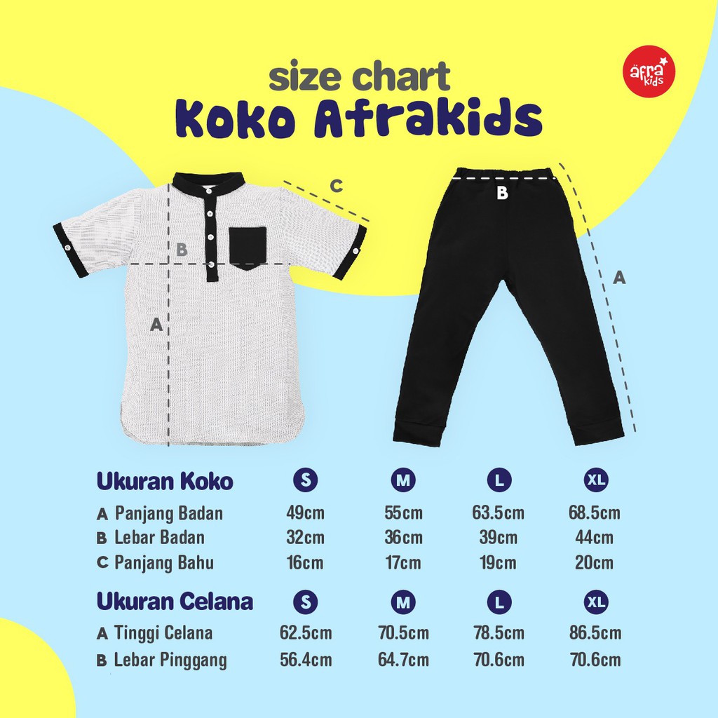 Koko Stelan AFRAKIDS KA001 Putih Bintik Hitam Hitam