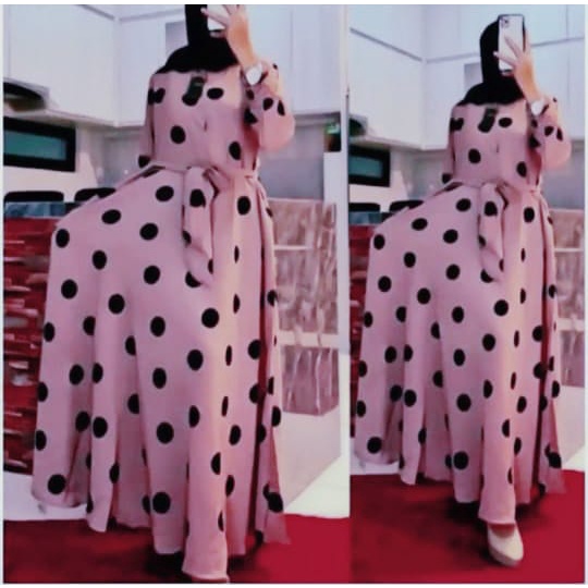 LANGSUNG KIRIM POLKA SUPER Jumbo LD=140 [5-XXXL125-145KG] - GAMIS MONALISA POLKA MAYUNG/GAMIS SAKU /TALI PINGGANG