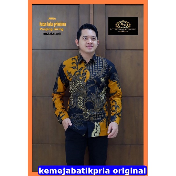 ARKHA KEMEJA BATIK PRIA SOLO LENGAN PANJANG PENDEK FULL FURING PREMIUM MARTOWIRO Nogo Sosro Parikesi
