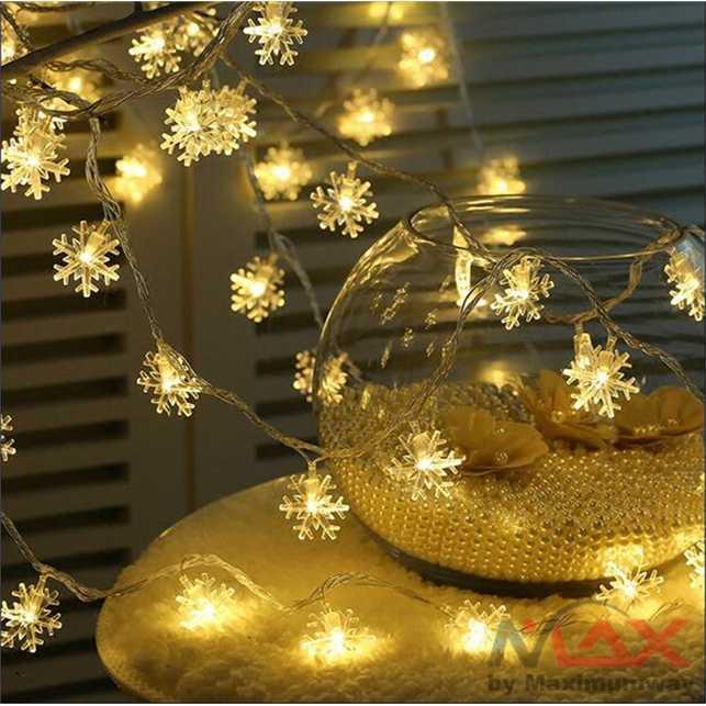 Lampu Hias Dekorasi Snowflake Christmas Light Battery 20 LED - HH-002 Warna Warm White